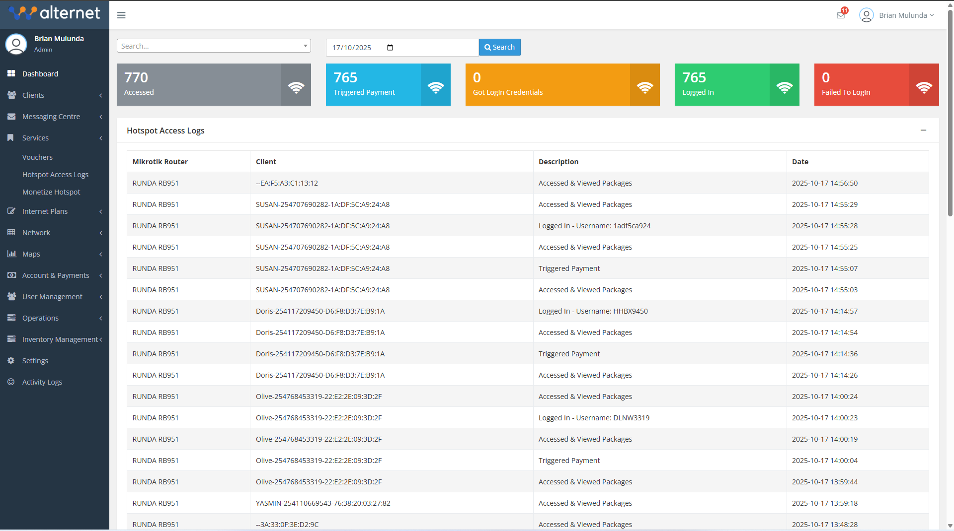 Hotspot Access Logs